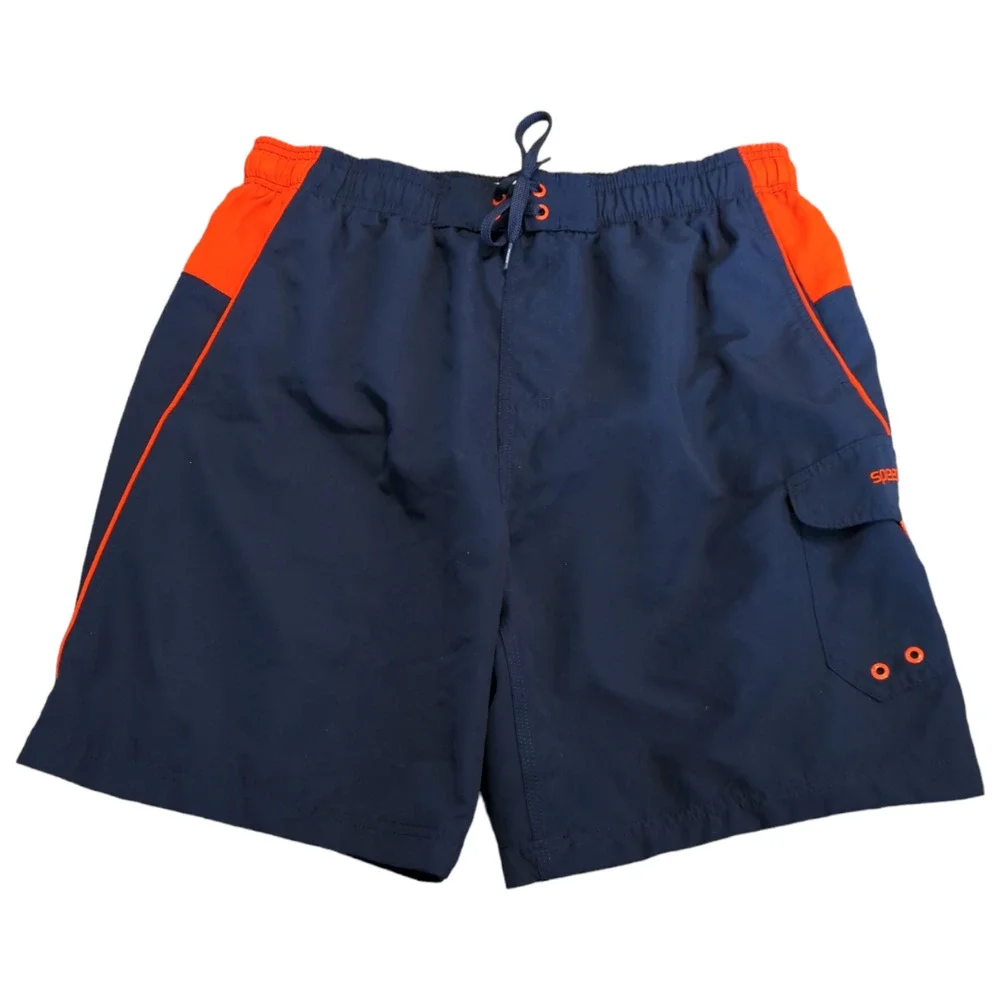 SPEEDO Navy Blue Orange Men's Swim Trunks XXL Summer Vacation